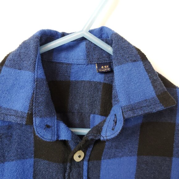 Design in Italy Luxury Boys Blue/Black Plaid Long Slv Button Up Sz 4-5T - Picture 6 of 11
